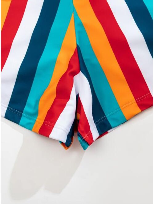 Shein Striped Knot Front Bikini Swimsuit