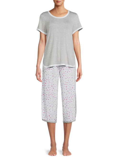 Secret Treasures Essentials Essentials Women's and Women's Plus T-Shirt and Capri Pants Sleep Set, 2-Piece