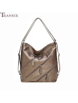 Transer 2019 New Fashion Pu Leather Large Capacity Tote Wild Messenger Bag Shoulder Bag Casual Anti-theft Women's Bags