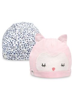 Baby Girl Fruit of the Loom 2-Pack Organic Owl Knit Hats