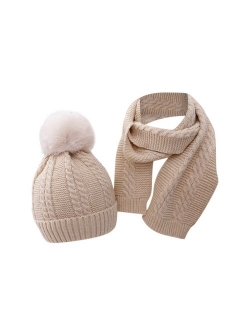 Newborn Infant Baby Boys Girls Warm Knit Crochet Pompon Hat Beanie Cap+Scarf  bunny hat шапка шапка bonnet enfant garçon