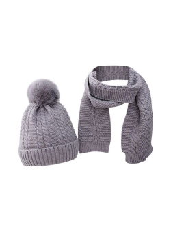 Newborn Infant Baby Boys Girls Warm Knit Crochet Pompon Hat Beanie Cap+Scarf  bunny hat шапка шапка bonnet enfant garçon