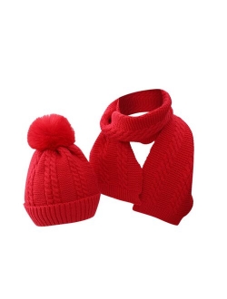 Newborn Infant Baby Boys Girls Warm Knit Crochet Pompon Hat Beanie Cap+Scarf  bunny hat шапка шапка bonnet enfant garçon