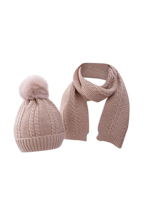 Newborn Infant Baby Boys Girls Warm Knit Crochet Pompon Hat Beanie Cap+Scarf  bunny hat шапка шапка bonnet enfant garçon