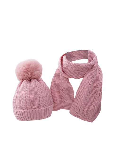 Newborn Infant Baby Boys Girls Warm Knit Crochet Pompon Hat Beanie Cap+Scarf  bunny hat шапка шапка bonnet enfant garçon