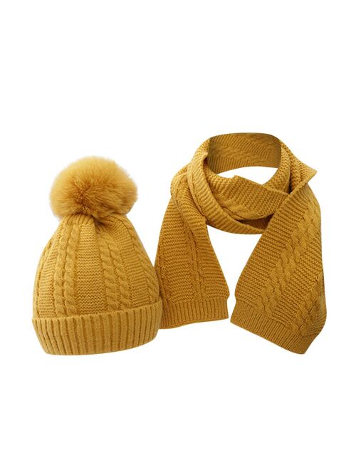 Newborn Infant Baby Boys Girls Warm Knit Crochet Pompon Hat Beanie Cap+Scarf  bunny hat шапка шапка bonnet enfant garçon