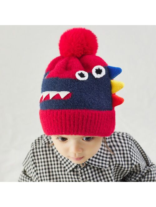 Hat 2021 Baby Newborn Infant Baby Boys Girls Warm Knit Crochet Dinosaur Hat Pompon Beanie Cap шапка шапка