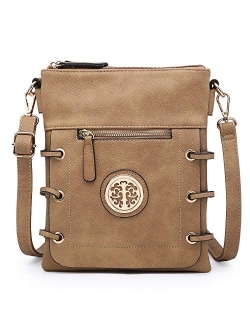 Women's Lightweight Functional Crossbody Bag Multi Pockets Shoulder Bag with Stylish Triple Compartments