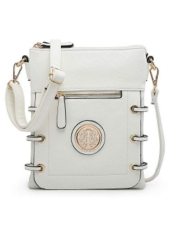 Women's Lightweight Functional Crossbody Bag Multi Pockets Shoulder Bag with Stylish Triple Compartments