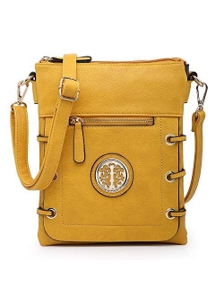 Women's Lightweight Functional Crossbody Bag Multi Pockets Shoulder Bag with Stylish Triple Compartments
