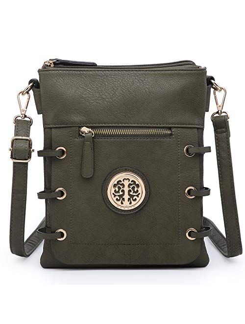 DASEIN Women's Lightweight Functional Crossbody Bag Multi Pockets Shoulder Bag with Stylish Triple Compartments