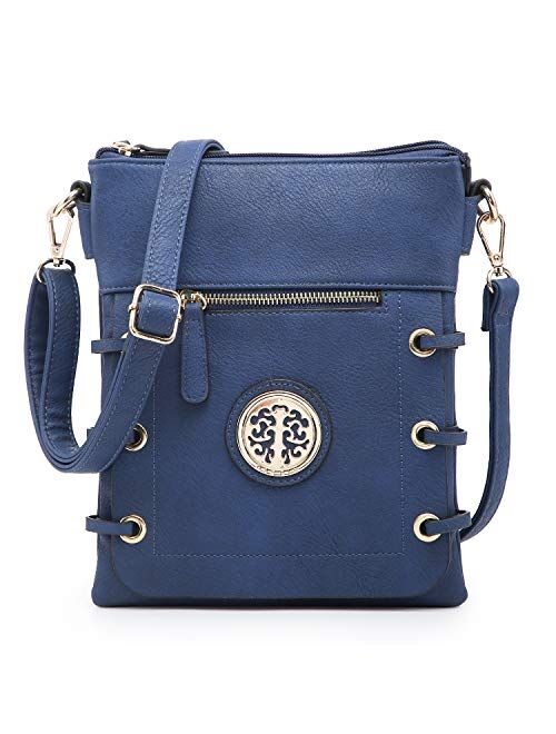 DASEIN Women's Lightweight Functional Crossbody Bag Multi Pockets Shoulder Bag with Stylish Triple Compartments