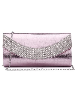 PU Leather Clutch Purses for Women Rhinestone Evening Bags Formal Wedding Party Purse