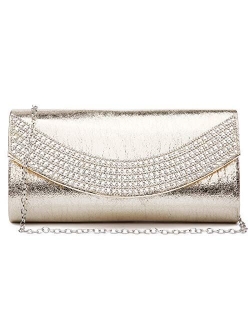 PU Leather Clutch Purses for Women Rhinestone Evening Bags Formal Wedding Party Purse