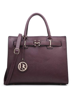 Women Satchel Purses Handbags Belted Top-handle Work Tote Shoulder Bags with Long Strap