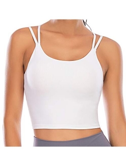 VORCY Womens Padded Sports Bra Fitness Workout Running Camisole Crop Top with Built in Bra