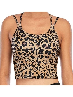 VORCY Womens Padded Sports Bra Fitness Workout Running Camisole Crop Top with Built in Bra