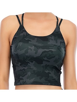 VORCY Womens Padded Sports Bra Fitness Workout Running Camisole Crop Top with Built in Bra