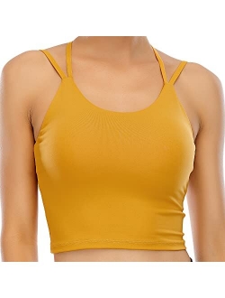 VORCY Womens Padded Sports Bra Fitness Workout Running Camisole Crop Top with Built in Bra