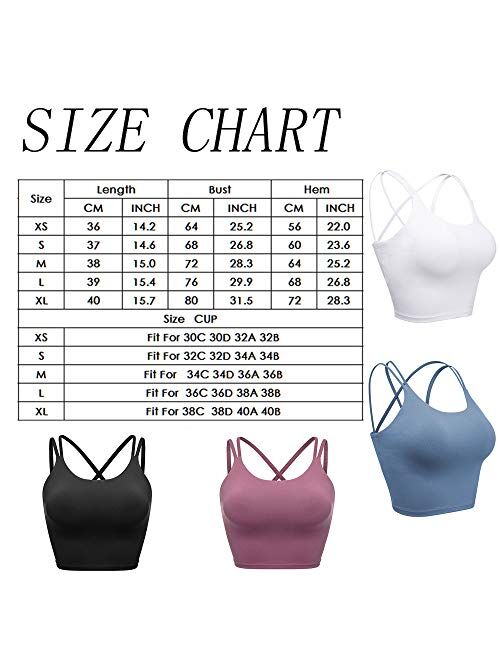 VORCY Womens Padded Sports Bra Fitness Workout Running Camisole Crop Top with Built in Bra