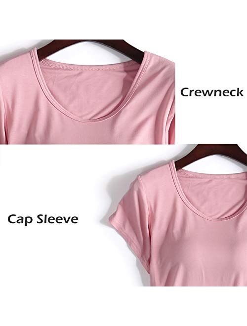 Zylioo Women`s Modal Padded Long Sleeve T-Shirts Built-in-Bra Crow