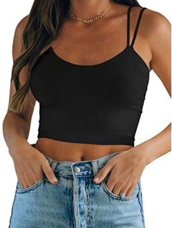 Buy LASLULU Womens Longline Sports Bra Crop Top Sexy Workout Yoga Tank Tops  Sleeveless Athletic Shirts Camisole with Built in Bra online