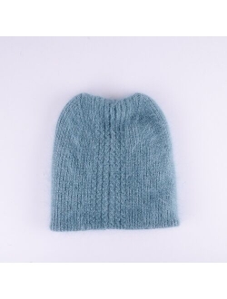 oZyc Warm lovely Winter Knitted Hats for Women Casual Soft Warm Angola Rabbit Fur Beanie hats for glris lady Bonnet Gorros