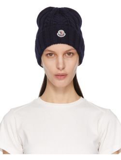 Navy Wool Logo Beanie