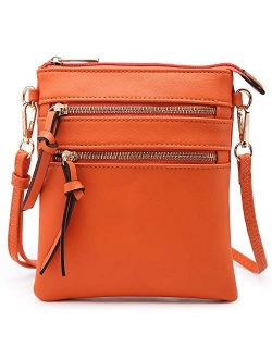 Crossbody Bag Lightweight Shoulder Purse Functional Handbag Multi Pocket Vegan Leather