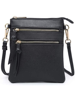 Crossbody Bag Lightweight Shoulder Purse Functional Handbag Multi Pocket Vegan Leather