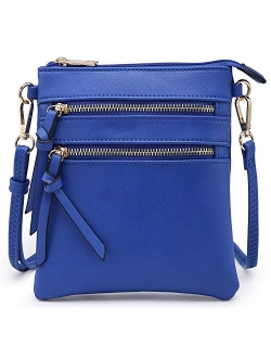 Crossbody Bag Lightweight Shoulder Purse Functional Handbag Multi Pocket Vegan Leather