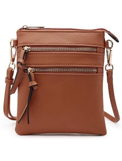 Crossbody Bag Lightweight Shoulder Purse Functional Handbag Multi Pocket Vegan Leather