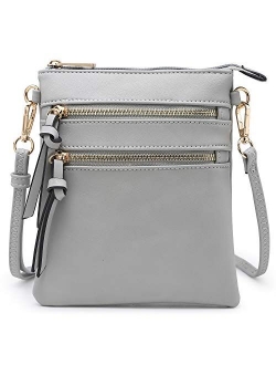 Crossbody Bag Lightweight Shoulder Purse Functional Handbag Multi Pocket Vegan Leather