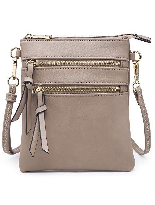 Dasein Crossbody Bag Lightweight Shoulder Purse Functional Handbag Multi Pocket Vegan Leather