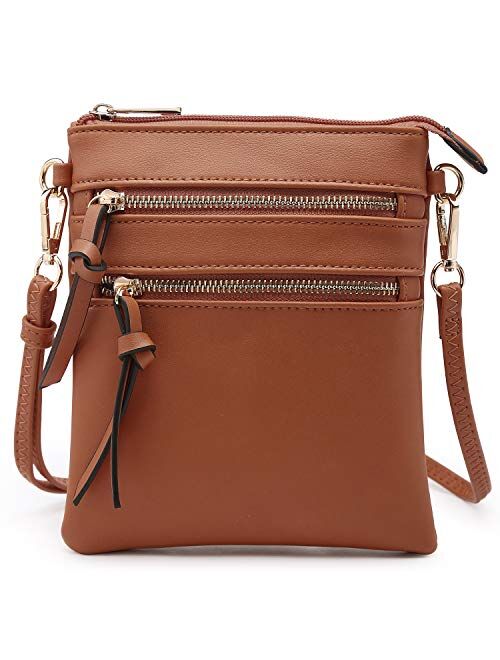 Dasein Crossbody Bag Lightweight Shoulder Purse Functional Handbag Multi Pocket Vegan Leather