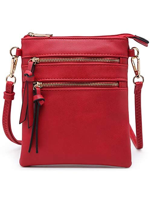 Dasein Crossbody Bag Lightweight Shoulder Purse Functional Handbag Multi Pocket Vegan Leather