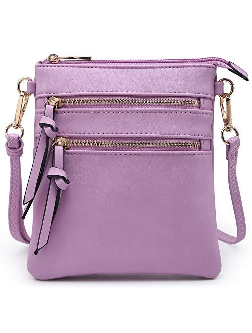 Dasein Crossbody Bag Lightweight Shoulder Purse Functional Handbag Multi Pocket Vegan Leather