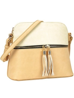 Lightweight Vegan Leather Crossbody Bag Handbag Cute Purse with Tassel