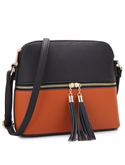 Lightweight Vegan Leather Crossbody Bag Handbag Cute Purse with Tassel