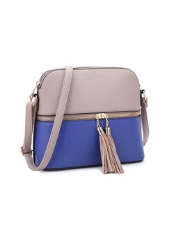 Lightweight Vegan Leather Crossbody Bag Handbag Cute Purse with Tassel