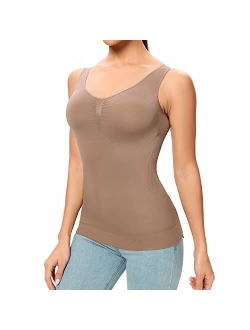 Shapewear Tank Top with Built in Bra Slimming Cami Shaper Compression Top for Women Tummy Control Camisole