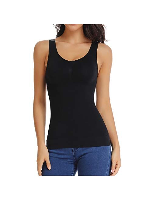 Shapewear Tank Top with Built in Bra Slimming Cami Shaper Compression Top for Women Tummy Control Camisole