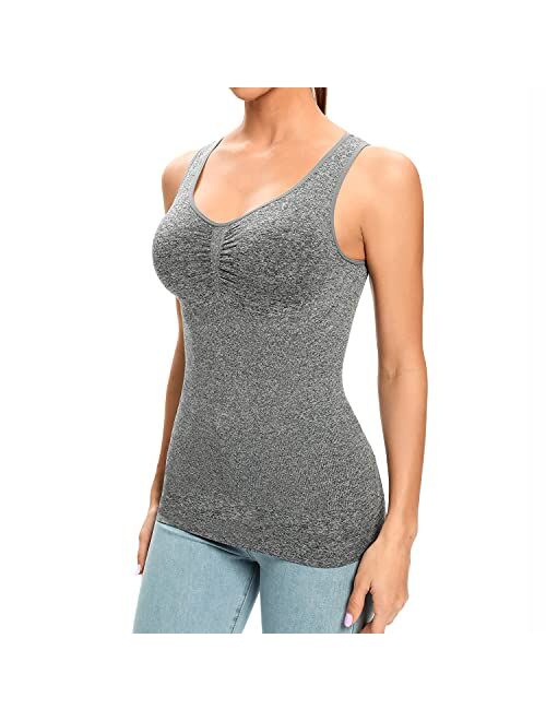 Shapewear Tank Top with Built in Bra Slimming Cami Shaper Compression Top for Women Tummy Control Camisole