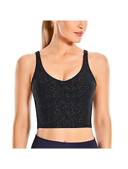 Women's Longline Sports Bra Wirefree Padded Yoga Bras Workout Running Crop Tank Tops