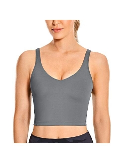 Women's Longline Sports Bra Wirefree Padded Yoga Bras Workout Running Crop Tank Tops