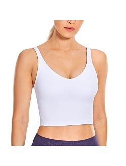 Women's Longline Sports Bra Wirefree Padded Yoga Bras Workout Running Crop Tank Tops