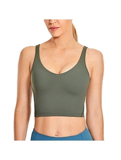 Women's Longline Sports Bra Wirefree Padded Yoga Bras Workout Running Crop Tank Tops