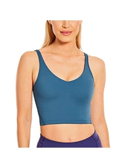 Women's Longline Sports Bra Wirefree Padded Yoga Bras Workout Running Crop Tank Tops