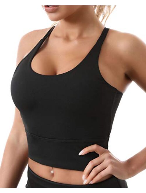 Yoga Tank Tops for Women Padded Sports Bra Workout Crop Tops Running Yoga Tank Top Built in Bra Medium Support with Removable