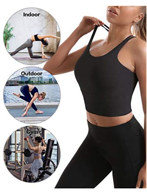 Yoga Tank Tops for Women Padded Sports Bra Workout Crop Tops Running Yoga Tank Top Built in Bra Medium Support with Removable